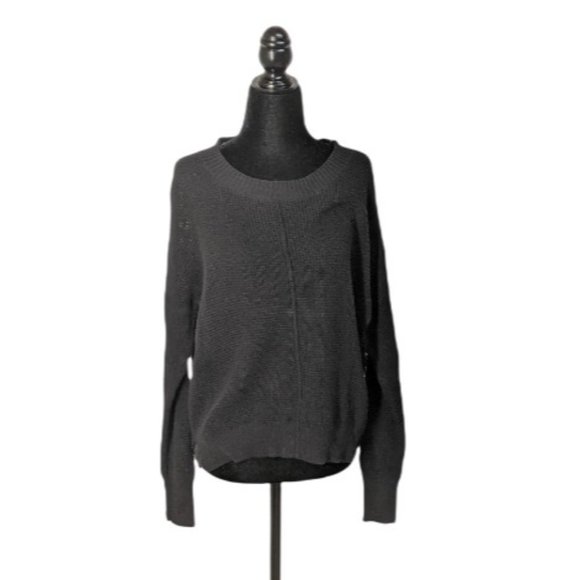 NWT Sweet Romeo Black Seed Stitch Pullover Sweater Semi Sheer Side Slit - Picture 1 of 8